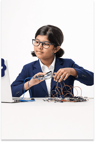 Student working on electronics